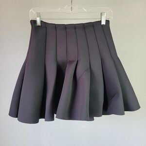 H&M // black neoprene scuba pleated fit & flare mini skirt